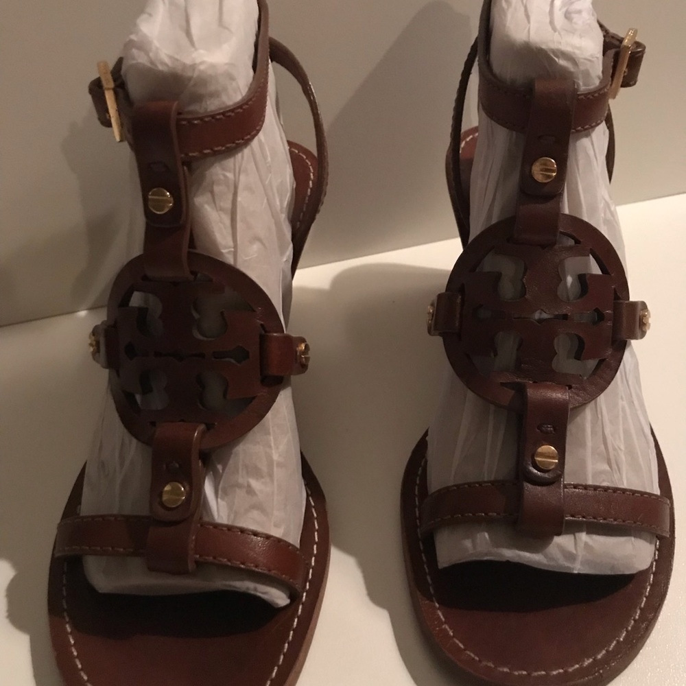 Tory Burch Miller Sandals-Brown Leather